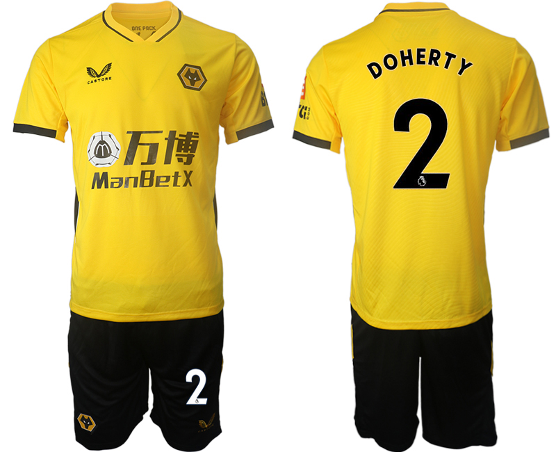 Men 2021-2022 Club Wolverhampton Wanderers home yellow #2 Soccer Jersey